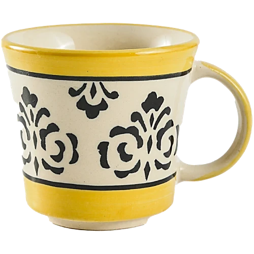 Earth Teacup Set - Handcrafted Ceramic, Bumblebee Yellow, 180 ml (Set of 6) - Image 5