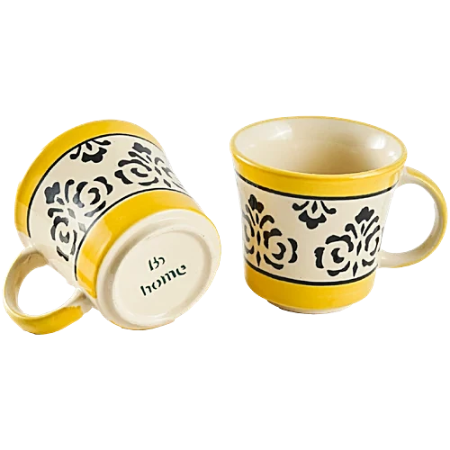 Earth Teacup Set - Handcrafted Ceramic, Bumblebee Yellow, 180 ml (Set of 6) - Image 7