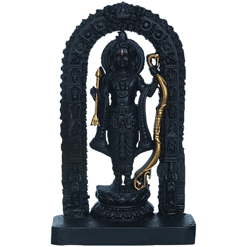 eCraftIndia Shri Ram StatueAyodhya Ram Lalla Murti Statue- Black & Golden Polyresin, Handcrafted, 1 pc