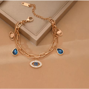 Designs & You Evil Eye Multistrand Bracelet (Rose Gold)