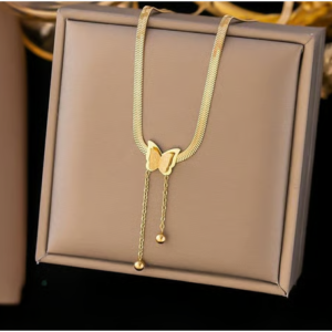 Designs & You Gold Plated Butterfly Pendant (Golden)