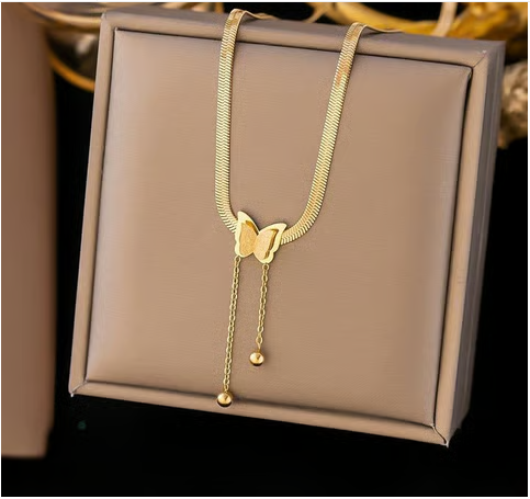 Designs & You Gold Plated Butterfly Pendant (Golden)