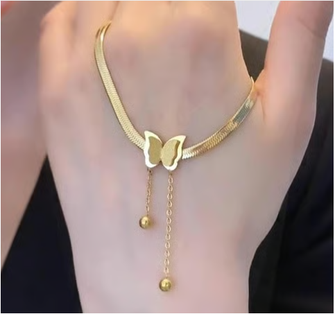 Designs & You Gold Plated Butterfly Pendant (Golden) - Image 3