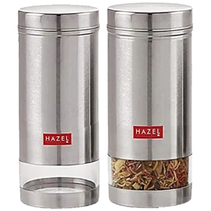 Hazel Stainless Steel Transparent See Through Container - Silver, 950 ml (Set of 2)