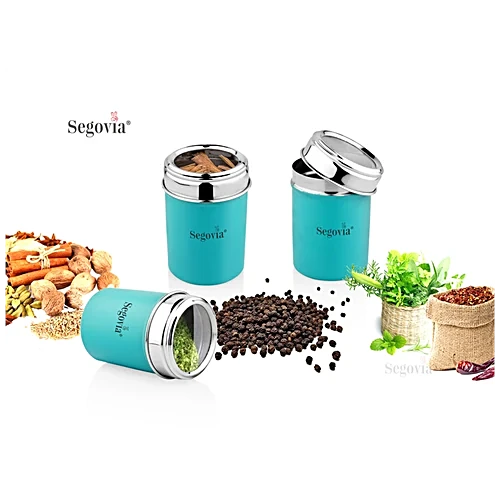 Segovia Stainless Steel Top See Through Spice/Masala Jar - Teal, Airtight, 300 ml (Set of 3) - Image 2