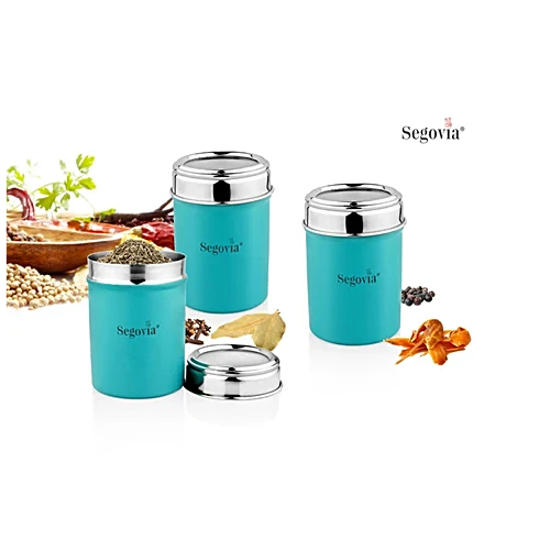 Segovia Stainless Steel Top See Through Spice/Masala Jar - Teal, Airtight, 300 ml (Set of 3) - Image 4