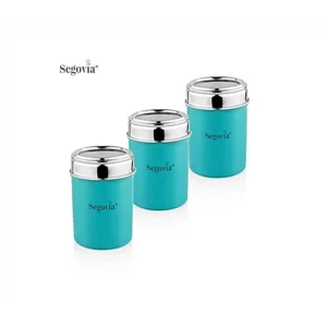 Segovia Stainless Steel Top See Through Spice/Masala Jar - Teal, Airtight, 300 ml (Set of 3)