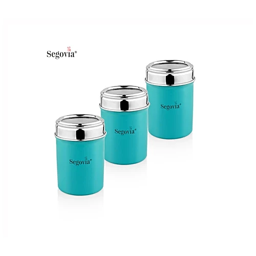 Segovia Stainless Steel Top See Through Spice/Masala Jar - Teal, Airtight, 300 ml (Set of 3)