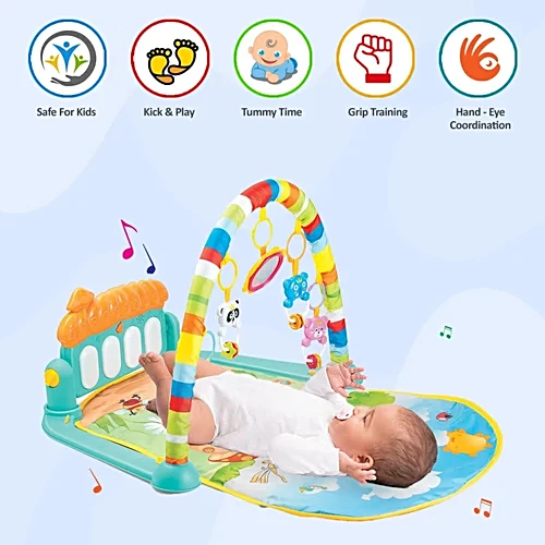 Baby Play Gym & Mat - For Babies, With Hanging Toys, Rattles, Lights & Musical Keyboard, Piano, 1 pc - Image 6