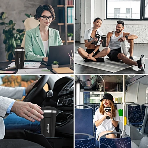 Lifelong Vacuum Insulated Travel Coffee Mug - Temperature Display, 8 Hours Hot &14 Hours Cold, Black, 500 ml - Image 3