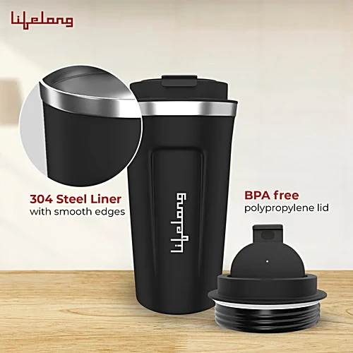 Lifelong Vacuum Insulated Travel Coffee Mug - Temperature Display, 8 Hours Hot &14 Hours Cold, Black, 500 ml - Image 6