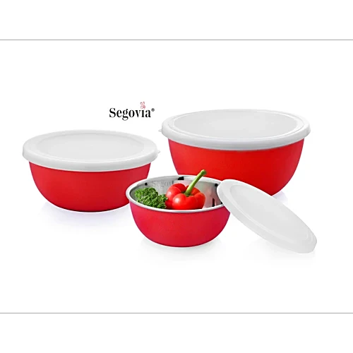Segovia Stainless Steel Microwave Safe Bowl Set With Lid - Mixing Bowl, Storage Bowl, 3 pcs (800 ml, 1 L, 1.3 L) - Image 5