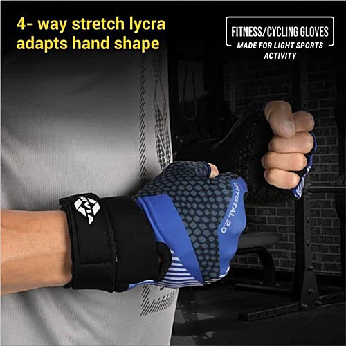 Nivia Crystal 2.0 With Strap Fitness Glove - Blue, Medium, 1 Pair - Image 5