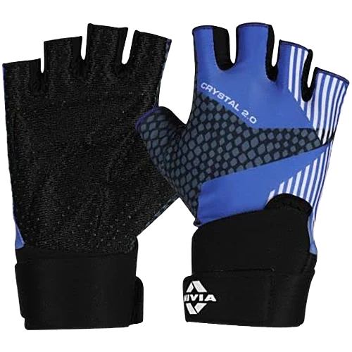 Nivia Crystal 2.0 With Strap Fitness Glove - Blue, Medium, 1 Pair