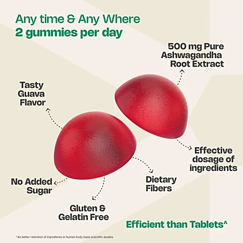 Nutriburst Guava Flavoured Ashwagandha Max Gummies, 30 pcs - Image 8