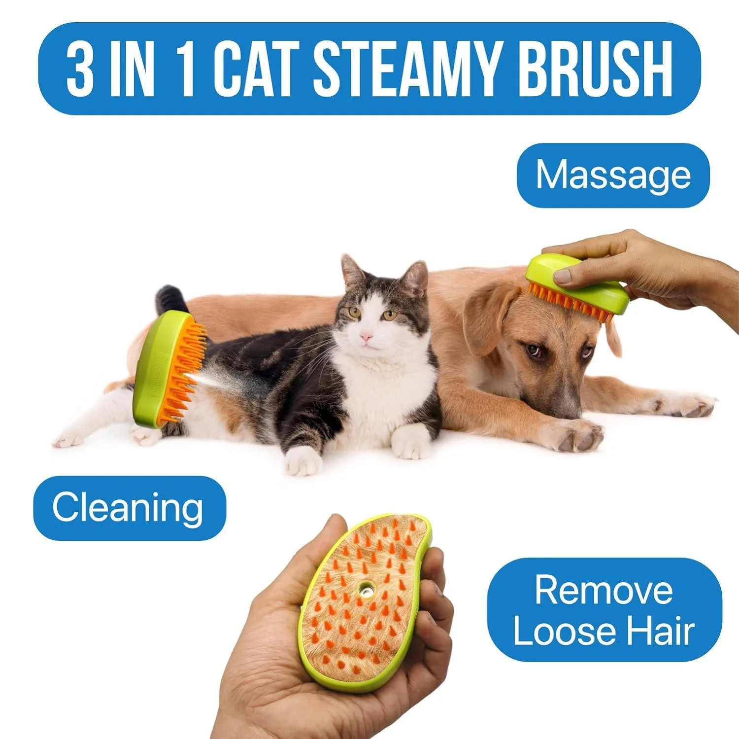 3-in-1 Cat Steamy Brush – Self-Cleaning Pet Grooming & Hair Removal Comb - Image 7