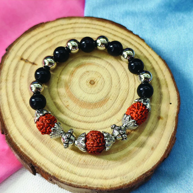 Black Beads And Rudraksha Bracelet - Image 2