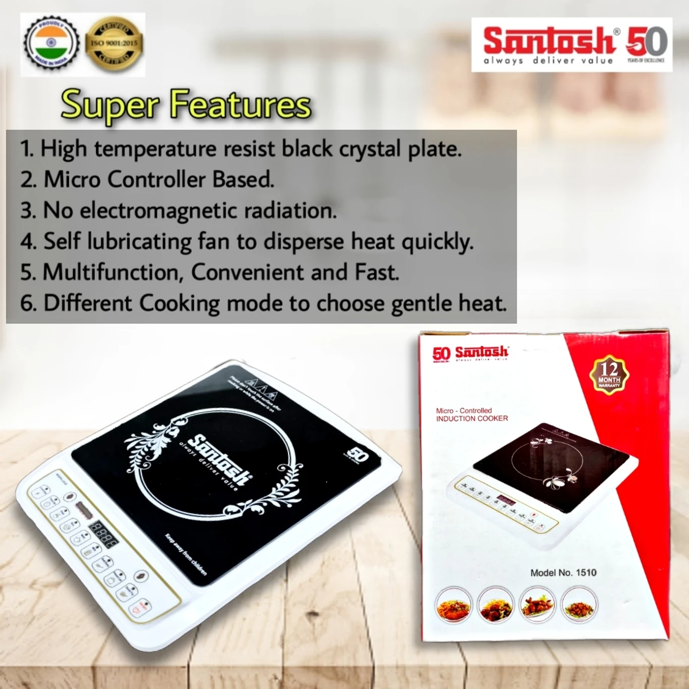 2000 Watt Santosh Induction Cooktop IC 1510-1610, Micro Controlled Button - Image 6